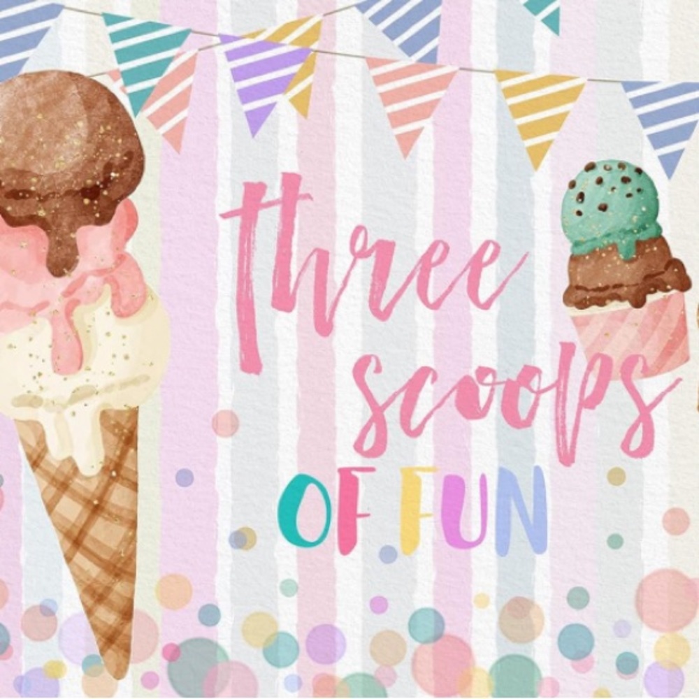 Three scoops of fun ice cream birthday banner - Picture 3 of 3